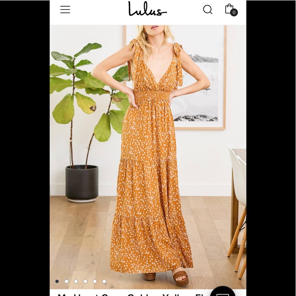 Lulus yellow floral maxi dress